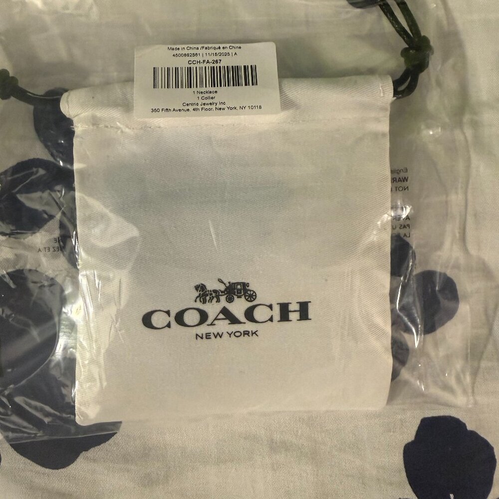 NWT - Coach Necklace w/Heart Shaped Pendant - Silver - Picture 1 of 3